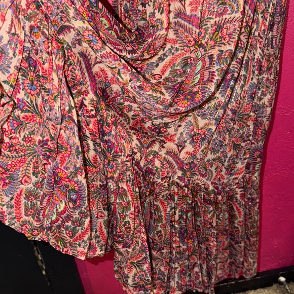 NWT NATURAL LIFE Pink and Cream metallic boho Bollywood floral Maxi Dress. Sz M - Picture 7 of 17